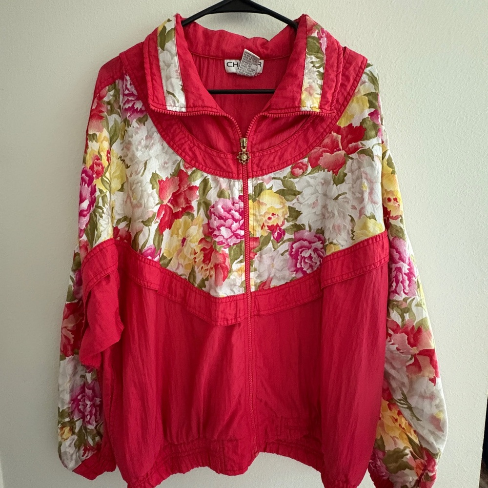 Chaver Floral Vintage Track Suit Windbreaker, Size L
